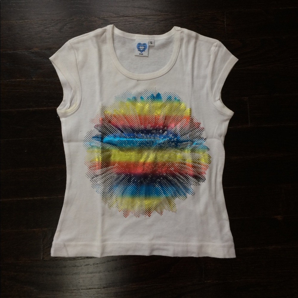 Metallic rainbow flower tee tank